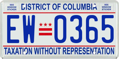 DC license plate EW0365