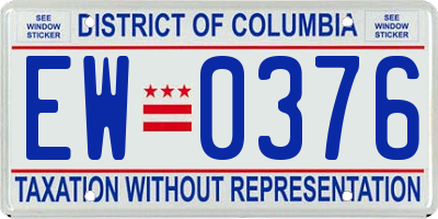 DC license plate EW0376