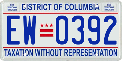 DC license plate EW0392