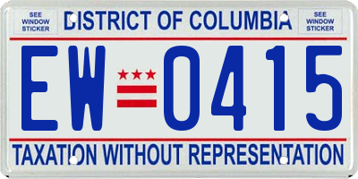 DC license plate EW0415