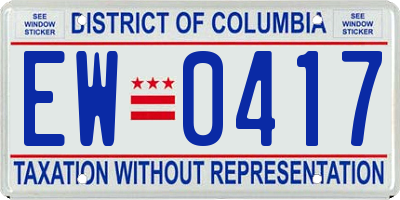 DC license plate EW0417