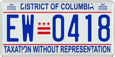 DC license plate EW0418