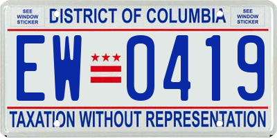 DC license plate EW0419