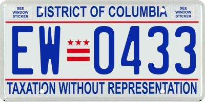 DC license plate EW0433