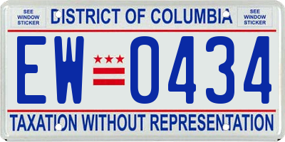 DC license plate EW0434