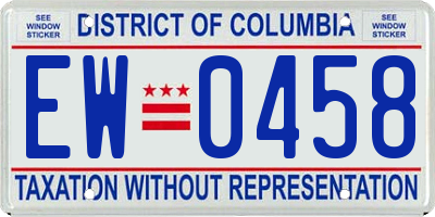 DC license plate EW0458
