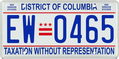 DC license plate EW0465