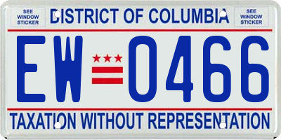 DC license plate EW0466