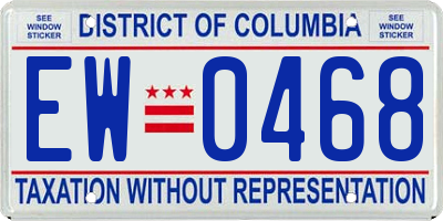 DC license plate EW0468