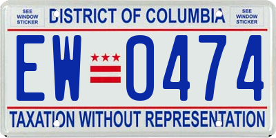 DC license plate EW0474