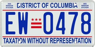 DC license plate EW0478