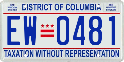 DC license plate EW0481