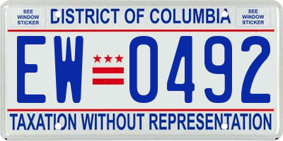 DC license plate EW0492