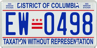 DC license plate EW0498