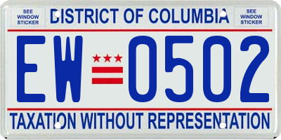 DC license plate EW0502