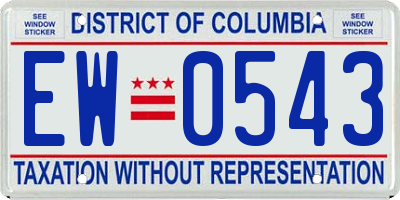 DC license plate EW0543