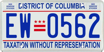 DC license plate EW0562