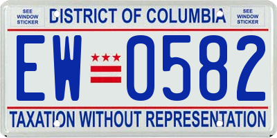 DC license plate EW0582