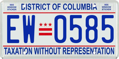 DC license plate EW0585