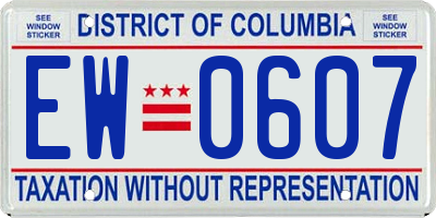 DC license plate EW0607