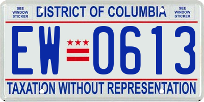 DC license plate EW0613