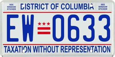 DC license plate EW0633