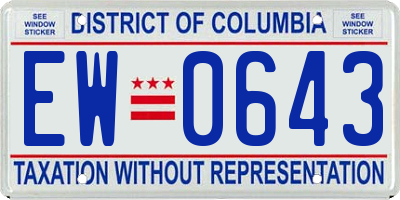 DC license plate EW0643