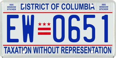 DC license plate EW0651