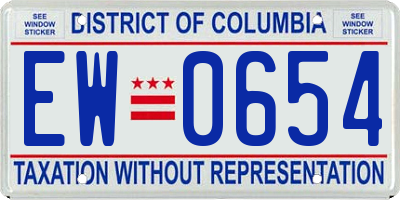DC license plate EW0654