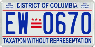 DC license plate EW0670
