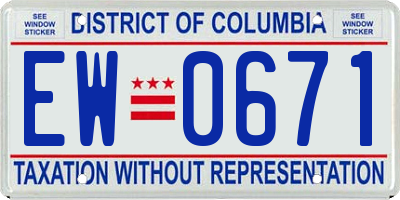 DC license plate EW0671