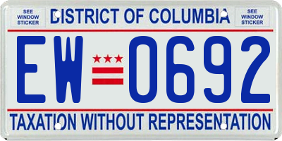 DC license plate EW0692