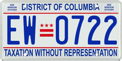 DC license plate EW0722