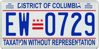 DC license plate EW0729