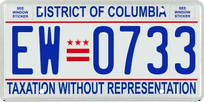 DC license plate EW0733