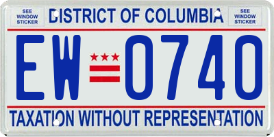 DC license plate EW0740