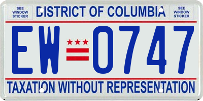 DC license plate EW0747