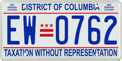 DC license plate EW0762