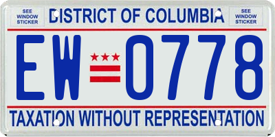 DC license plate EW0778