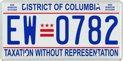 DC license plate EW0782