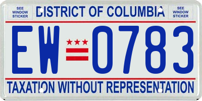 DC license plate EW0783