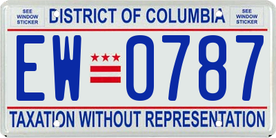 DC license plate EW0787