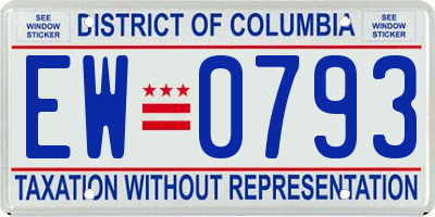 DC license plate EW0793