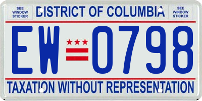 DC license plate EW0798