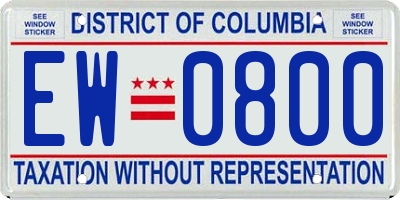 DC license plate EW0800