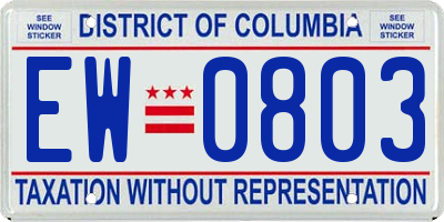DC license plate EW0803