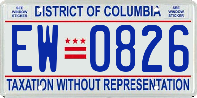 DC license plate EW0826