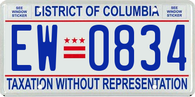 DC license plate EW0834