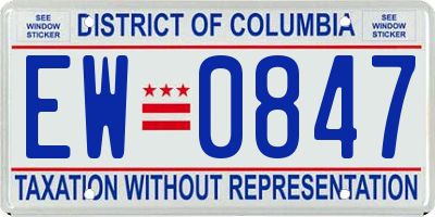DC license plate EW0847