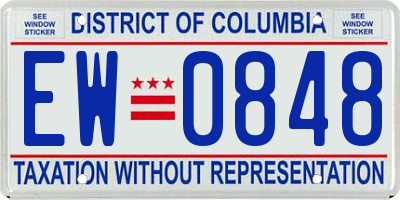 DC license plate EW0848